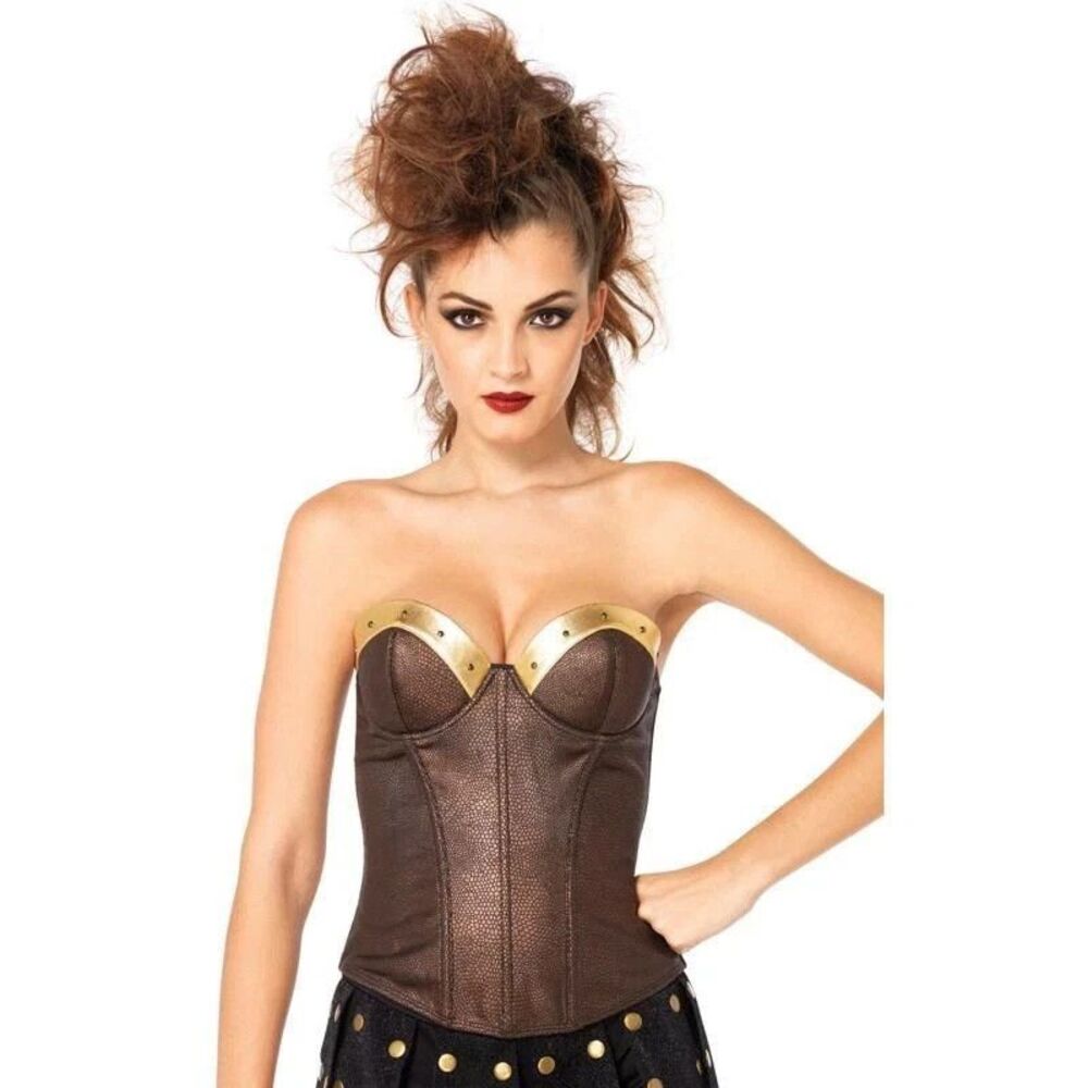 Leg Avenue Warrior Armor Bustier Corset with Studs Halloween Costume Large 12-14
